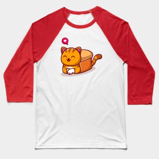 Cute Cat Bread Cartoon Baseball T-Shirt